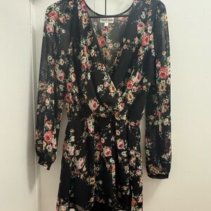 Emerald Sundae Floral V-Neck Romper